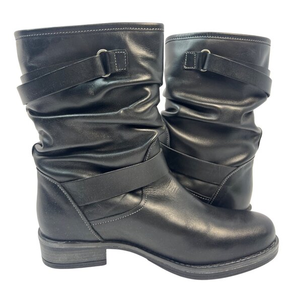 Eric Michael Womens Black Leather Pull On Moto Laguna Boot Size EU 38 - Picture 6 of 9